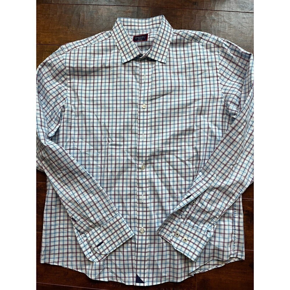 Untuckit Mens Buttons Down Casual Dress Shirt 100% Cotton Mens Size M
